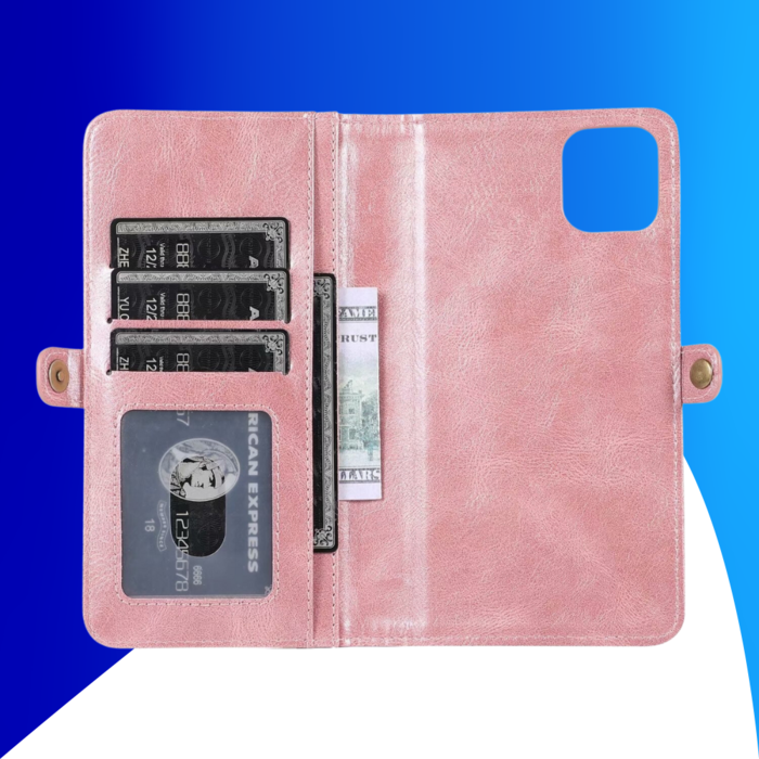 JVS Products iPhone 15 Plus hoesje -  Bookcase -  Afneembaar 2 in 1 -  Backcover -  Pasjeshouder -  Portemonnee -  Kunstleer -  Rose Goud