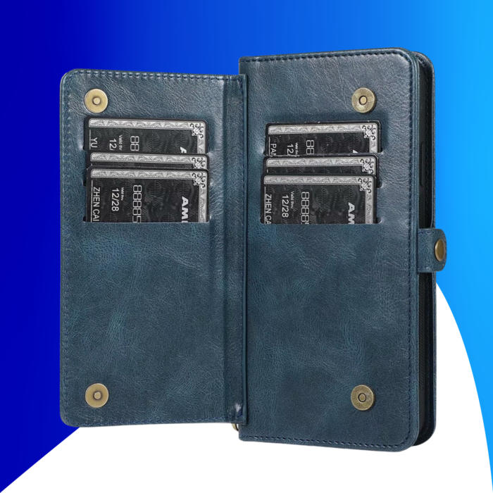 JVS Products iPhone 15 Plus hoesje -  Bookcase -  Afneembaar 2 in 1 -  Backcover -  Pasjeshouder -  Portemonnee -  Kunstleer -  Blauw