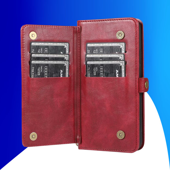 JVS Products iPhone 15 hoesje -  Bookcase -  Afneembaar 2 in 1 -  Backcover -  Pasjeshouder -  Portemonnee -  Kunstleer -  Rood