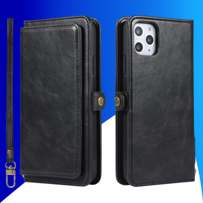 JVS Products iPhone 15 hoesje -  Bookcase -  Afneembaar 2 in 1 -  Backcover -  Pasjeshouder -  Portemonnee -  Kunstleer -  Zwart