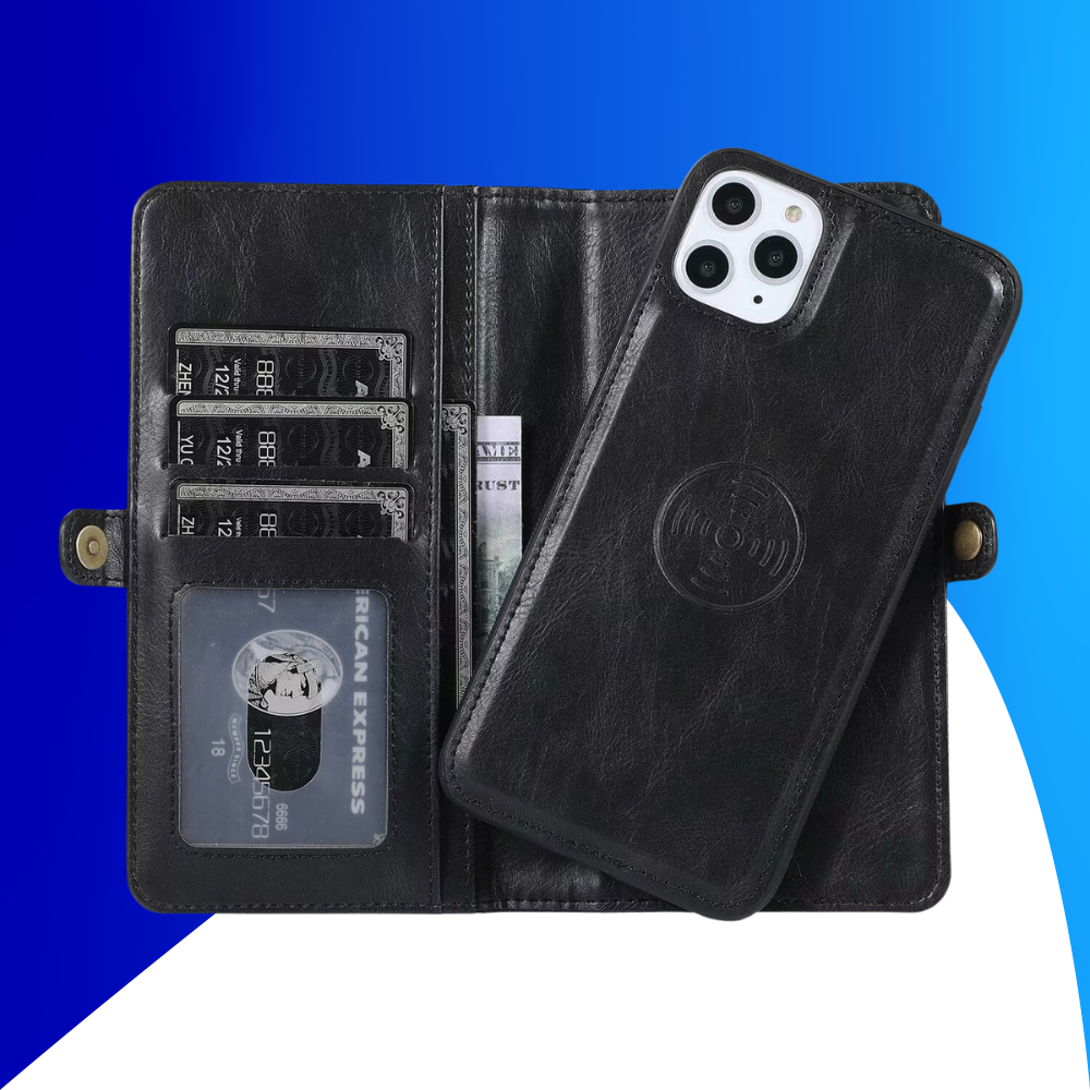 JVS Products iPhone 15 hoesje -  Bookcase -  Afneembaar 2 in 1 -  Backcover -  Pasjeshouder -  Portemonnee -  Kunstleer -  Zwart