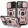 iPhone 15 Plus hoesje -  Backcover -  Rugged Armor -  Camerabescherming -  Extra valbescherming -  TPU -  Rose Goud