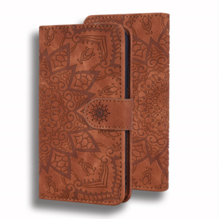 JVS Products iPhone 15 Pro Max hoesje -  Bookcase -  Pasjeshouder -  Portemonnee -  Mandalapatroon -  Kunstleer -  Bruin