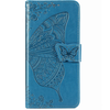 iPhone 15 Plus hoesje -  Bookcase -  Pasjeshouder -  Portemonnee -  Vlinderpatroon -  Kunstleer -  Blauw