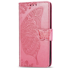 iPhone 15 Pro hoesje -  Bookcase -  Pasjeshouder -  Portemonnee -  Vlinderpatroon -  Kunstleer -  Roze