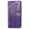 iPhone 15 Pro hoesje -  Bookcase -  Pasjeshouder -  Portemonnee -  Vlinderpatroon -  Kunstleer -  Donkerpaars