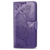 iPhone 15 Pro hoesje -  Bookcase -  Pasjeshouder -  Portemonnee -  Vlinderpatroon -  Kunstleer -  Donkerpaars