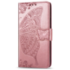 iPhone 15 hoesje -  Bookcase -  Pasjeshouder -  Portemonnee -  Vlinderpatroon -  Kunstleer -  Rose Goud