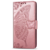 iPhone 15 Pro hoesje -  Bookcase -  Pasjeshouder -  Portemonnee -  Vlinderpatroon -  Kunstleer -  Rose Goud