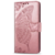 iPhone 15 Pro hoesje -  Bookcase -  Pasjeshouder -  Portemonnee -  Vlinderpatroon -  Kunstleer -  Rose Goud