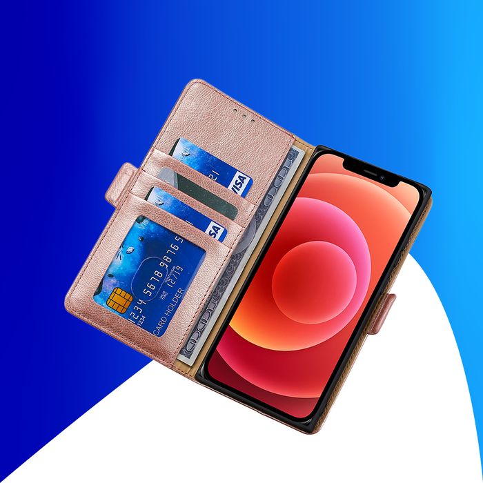 JVS Products iPhone 15 Pro Max hoesje -  Bookcase -  Pasjeshouder -  Portemonnee -  Patroon -  Kunstleer -  Rose Goud