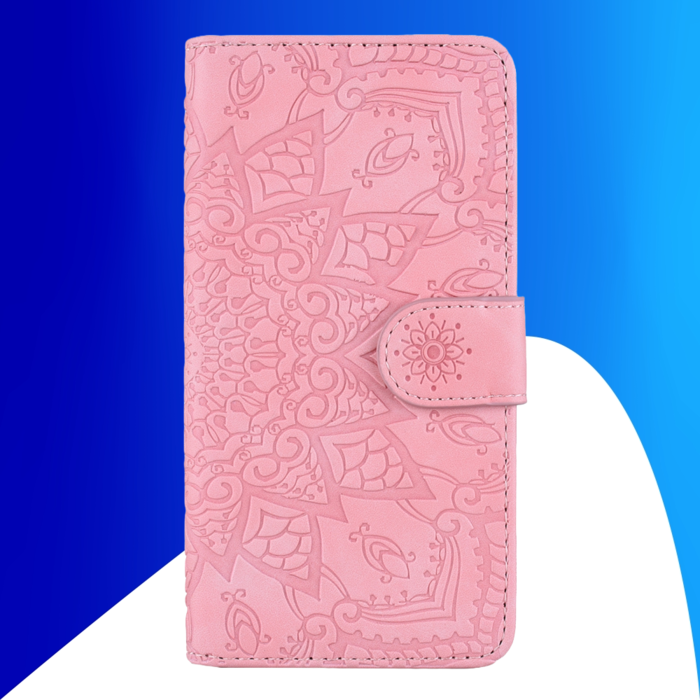 JVS Products iPhone 15 Plus hoesje -  Bookcase -  Pasjeshouder -  Portemonnee -  Mandalapatroon -  Kunstleer -  Roze
