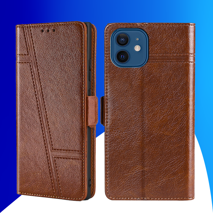 JVS Products iPhone 15 Pro hoesje -  Bookcase -  Pasjeshouder -  Portemonnee -  Patroon -  Kunstleer -  Bruin