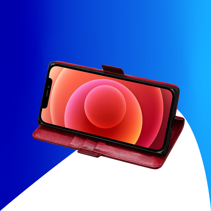 JVS Products iPhone 15 Pro hoesje -  Bookcase -  Pasjeshouder -  Portemonnee -  Patroon -  Kunstleer -  Rood