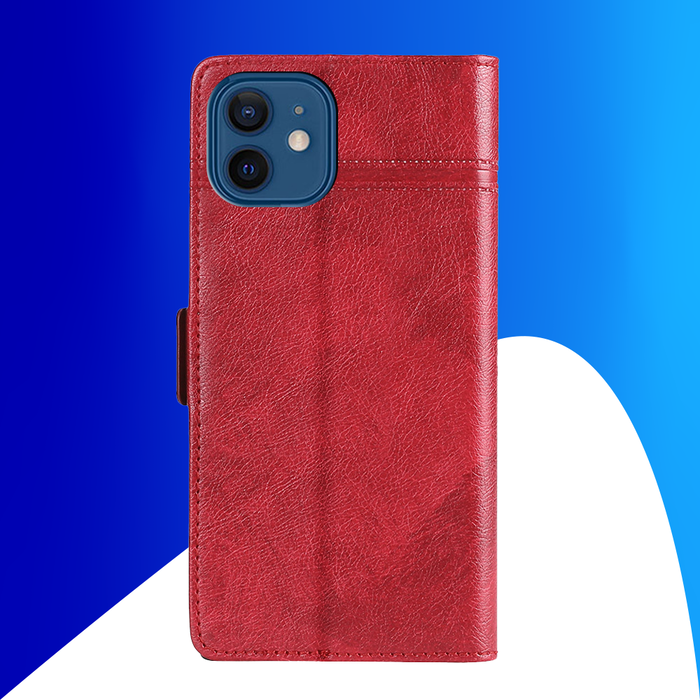 JVS Products iPhone 15 hoesje -  Bookcase -  Pasjeshouder -  Portemonnee -  Patroon -  Kunstleer -  Rood