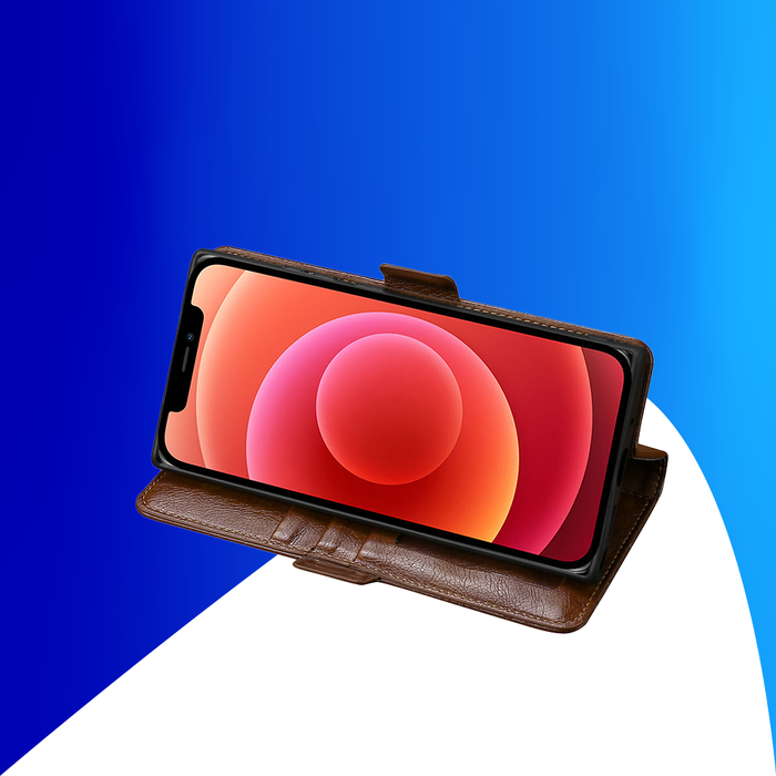 JVS Products iPhone 15 hoesje -  Bookcase -  Pasjeshouder -  Portemonnee -  Patroon -  Kunstleer -  Bruin