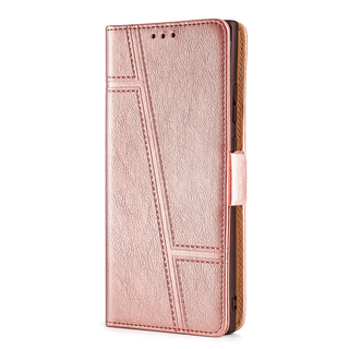 JVS Products iPhone 15 hoesje -  Bookcase -  Pasjeshouder -  Portemonnee -  Patroon -  Kunstleer -  Rose Goud