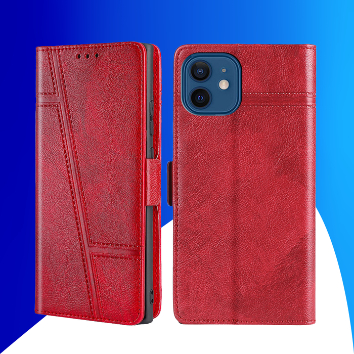 JVS Products iPhone 15 Plus hoesje -  Bookcase -  Pasjeshouder -  Portemonnee -  Patroon -  Kunstleer -  Rood