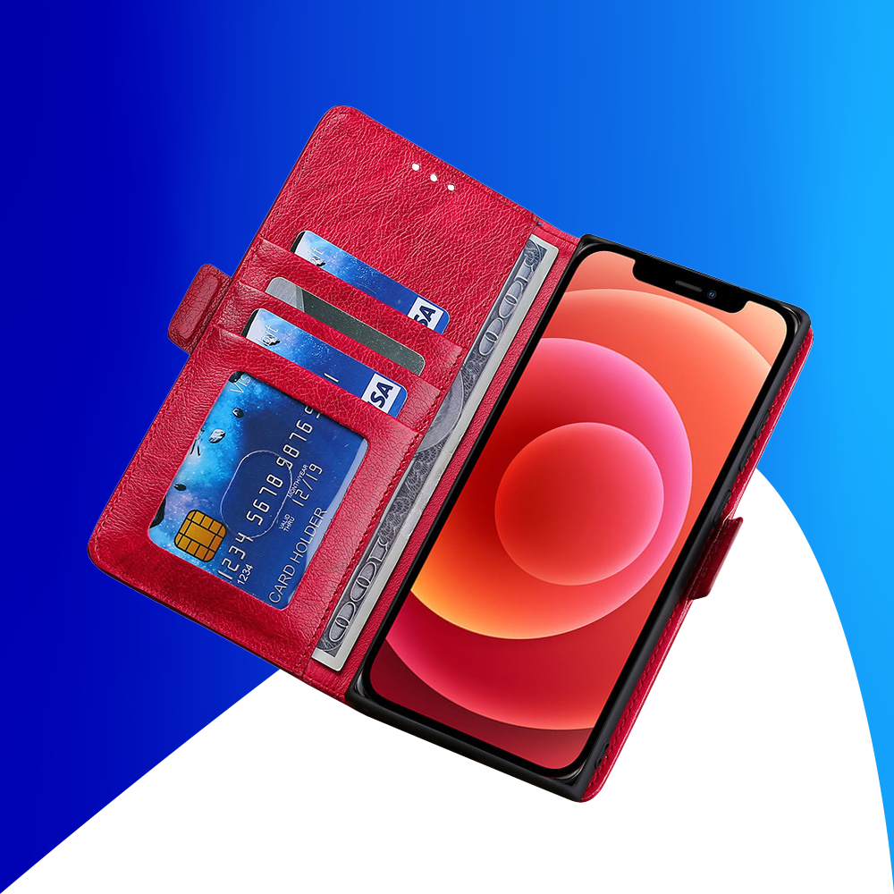 JVS Products iPhone 15 Plus hoesje -  Bookcase -  Pasjeshouder -  Portemonnee -  Patroon -  Kunstleer -  Rood