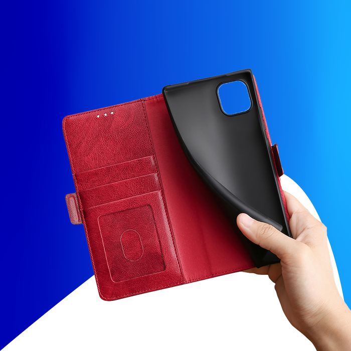 JVS Products iPhone 15 Plus hoesje -  Bookcase -  Pasjeshouder -  Portemonnee -  Patroon -  Kunstleer -  Rood