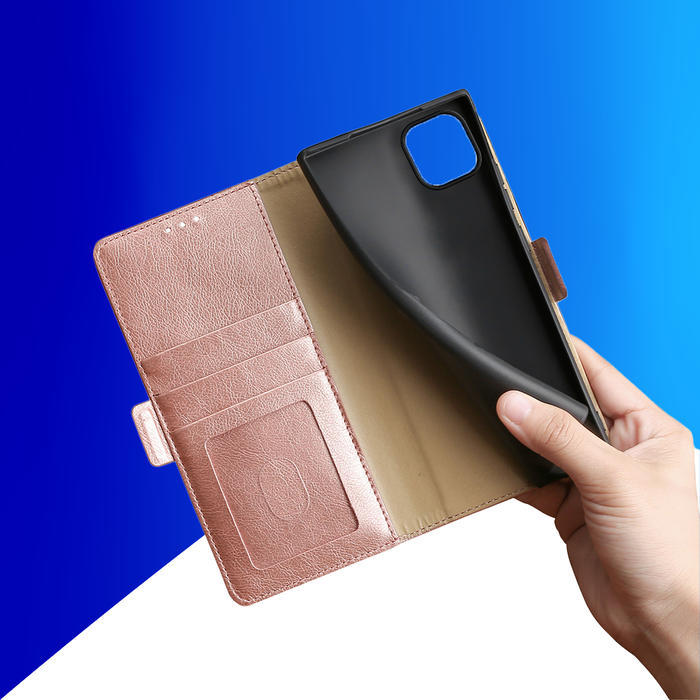 JVS Products iPhone 15 Plus hoesje -  Bookcase -  Pasjeshouder -  Portemonnee -  Patroon -  Kunstleer -  Rose Goud