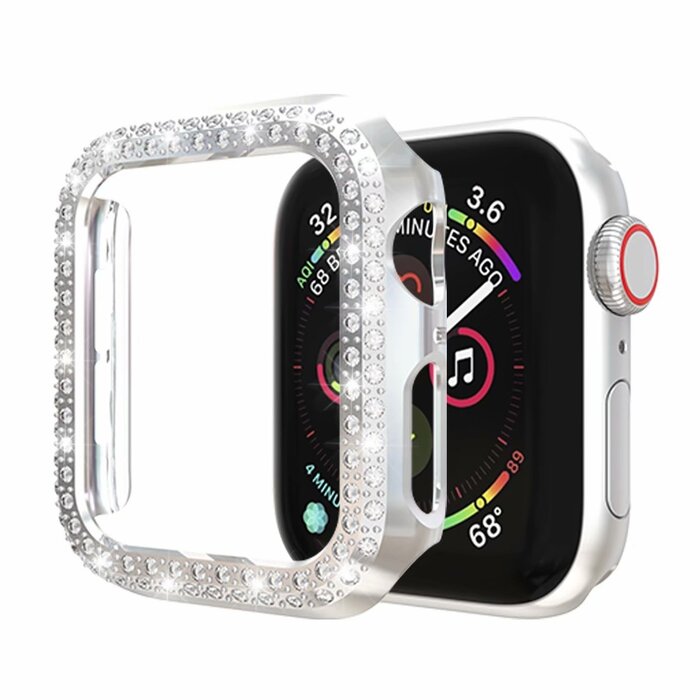JVS Products Hoesje geschikt voor Apple Watch 44MM - Bumper hoesje - Diamant - TPU - Zilver