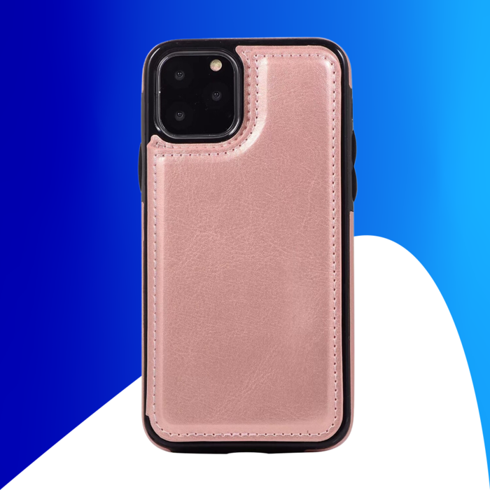 JVS Products iPhone 15 Plus hoesje -  Backcover -  Pasjeshouder -  Portemonnee -  Kunstleer -  Rose Goud
