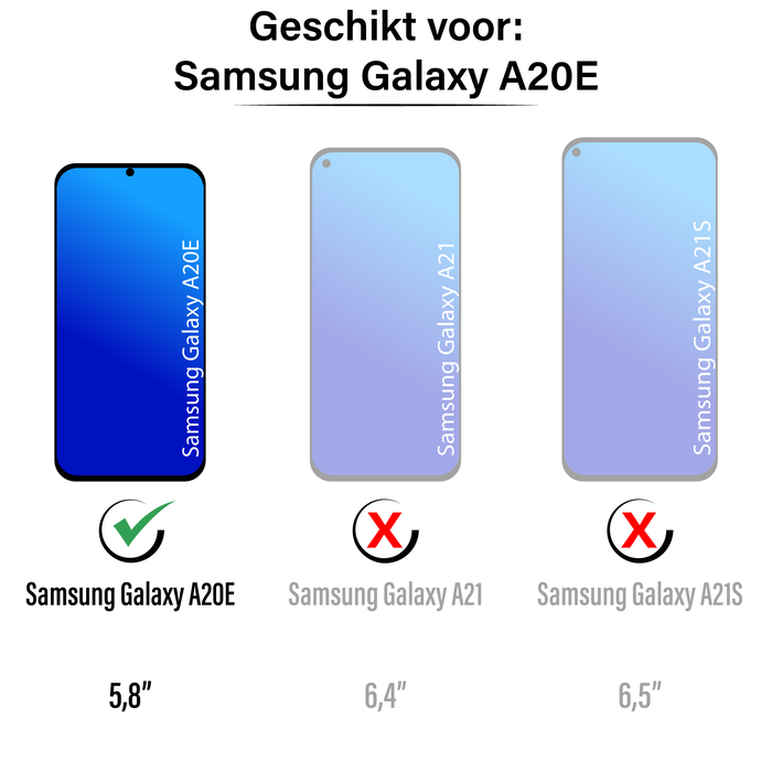JVS Products Samsung Galaxy A20E hoesje - Backcover - Pasjeshouder - Portemonnee - Kunstleer - Zwart