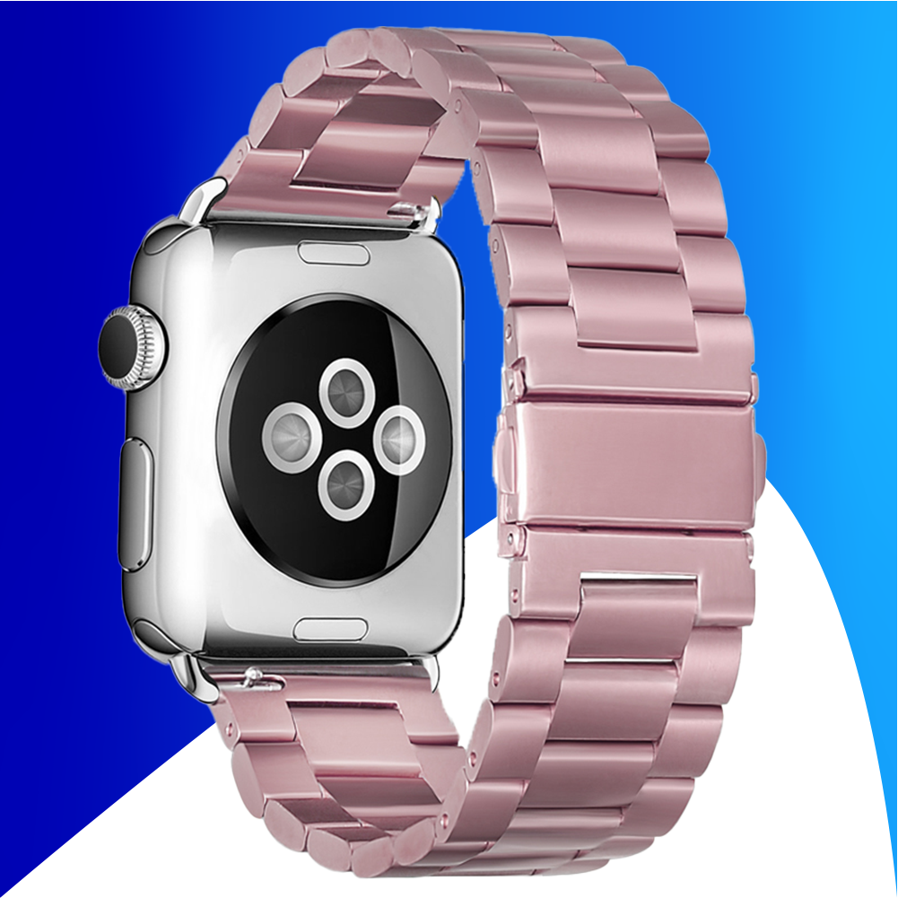 JVS Products Bandje geschikt voor Apple Watch 42/44MM - Geschikt voor Series 1/2/3/4/5/6/7/8/9/SE/Ultra 1&2 - Maat One Size - Horlogebandje - Metaal - Roze