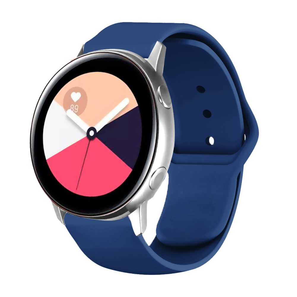 JVS Products Bandje geschikt voor Samsung Galaxy Watch 40/41/42/44/45/46MM - Geschikt voor Samsung Galaxy Watch 1/2/3/4/5/6/7/Classic Watch 4/Watch 5 Pro/Watch 6 Classic/Watch Active/Watch Active 2 - Maat One Size - Horlogebandje - Siliconen - Donkerblauw
