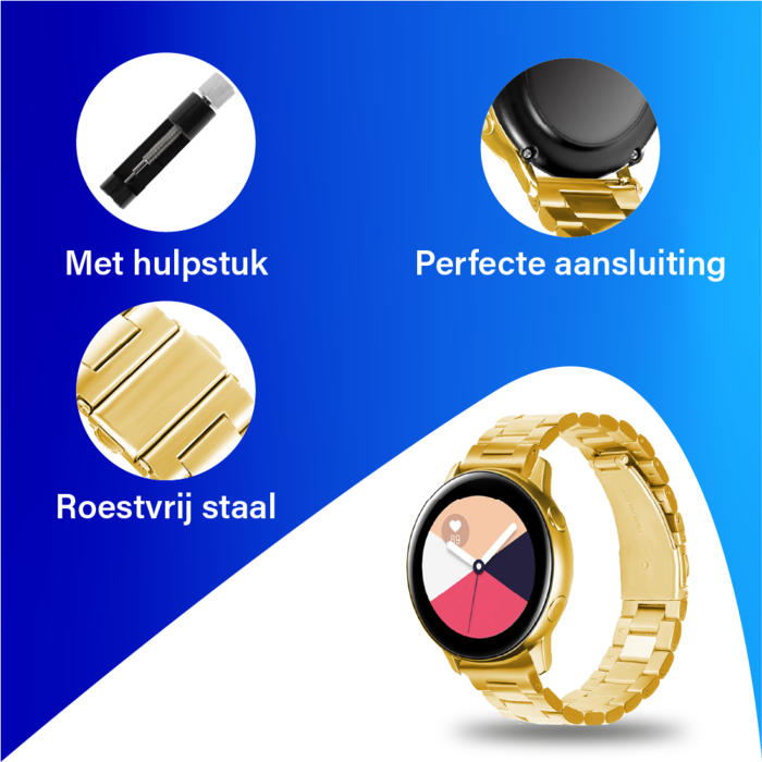 JVS Products Bandje geschikt voor Samsung Galaxy Watch 45/46MM - Geschikt voor Samsung Galaxy Watch 1/3/Gear S3 Classic/Gear S3 Frontier - Maat One Size - Horlogebandje - Metaal - Goud
