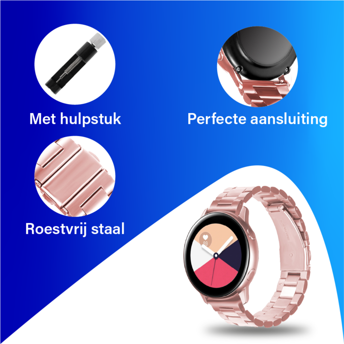 JVS Products Bandje geschikt voor Samsung Galaxy Watch 45/46MM - Geschikt voor Samsung Galaxy Watch 1/3/Gear S3 Classic/Gear S3 Frontier - Maat One Size - Horlogebandje - Metaal - Roze