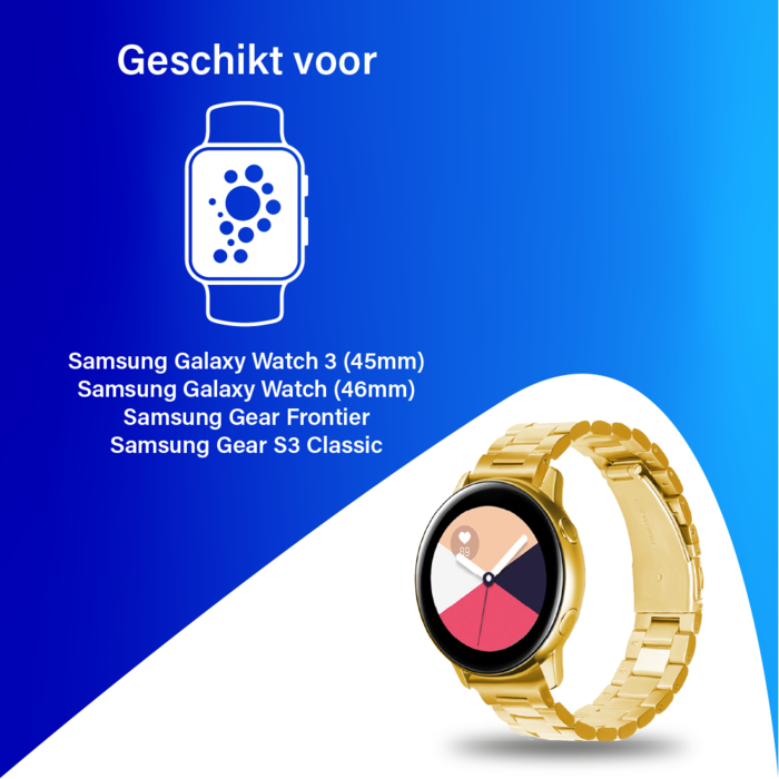 JVS Products Bandje geschikt voor Samsung Galaxy Watch 45/46MM - Geschikt voor Samsung Galaxy Watch 1/3/Gear S3 Classic/Gear S3 Frontier - Maat One Size - Horlogebandje - Metaal - Goud