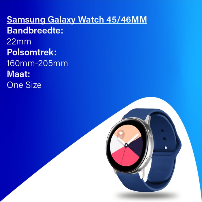JVS Products Bandje geschikt voor Samsung Galaxy Watch 45/46MM - Geschikt voor Samsung Galaxy Watch 1/3/Gear S3 Classic/Gear S3 Frontier - Maat One Size - Horlogebandje - Siliconen - Donkerblauw