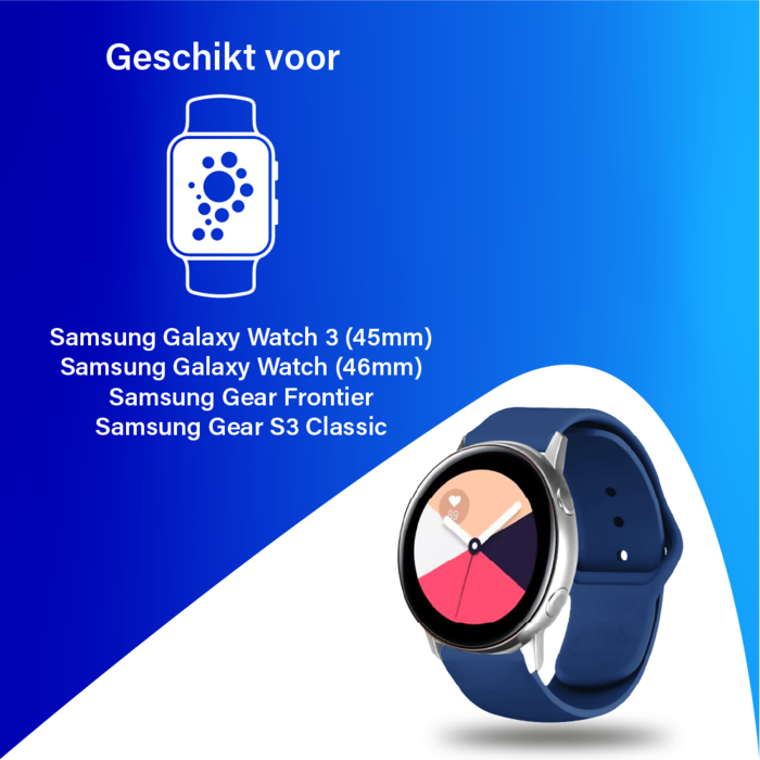 JVS Products Bandje geschikt voor Samsung Galaxy Watch 45/46MM - Geschikt voor Samsung Galaxy Watch 1/3/Gear S3 Classic/Gear S3 Frontier - Maat One Size - Horlogebandje - Siliconen - Donkerblauw