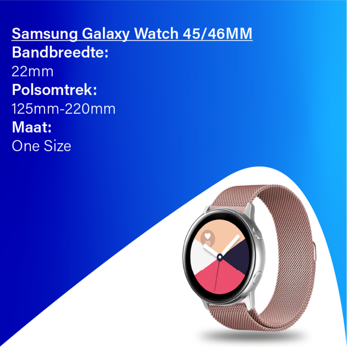 JVS Products Bandje geschikt voor Samsung Galaxy Watch 45/46MM - Geschikt voor Samsung Galaxy Watch 1/3/Gear S3 Classic/Gear S3 Frontier - Maat One Size - Horlogebandje - Milanees - Roze