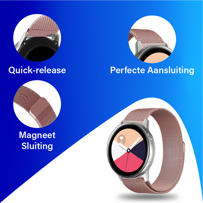 JVS Products Bandje geschikt voor Samsung Galaxy Watch 45/46MM - Geschikt voor Samsung Galaxy Watch 1/3/Gear S3 Classic/Gear S3 Frontier - Maat One Size - Horlogebandje - Milanees - Roze