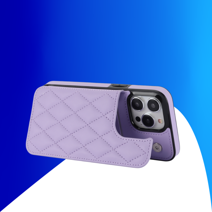 JVS Products iPhone 13 Mini hoesje - Backcover - Pasjeshouder - Kunstleer - Paars