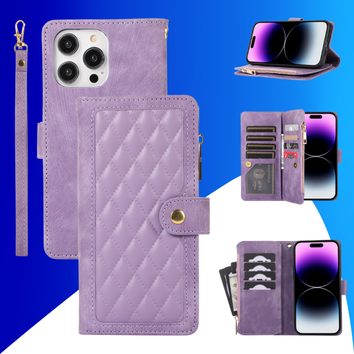 JVS Products Samsung Galaxy S23 Ultra hoesje - Bookcase - Pasjeshouder - Portemonnee - Koord - Kunstleer - Paars