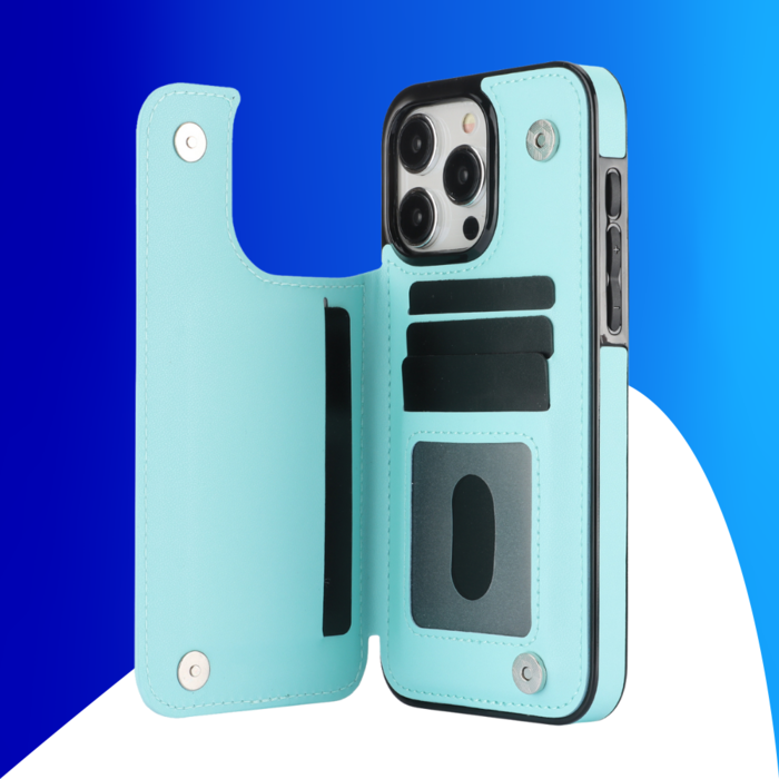 JVS Products Samsung Galaxy S23 Plus hoesje - Backcover - Pasjeshouder - Kunstleer - Turquoise