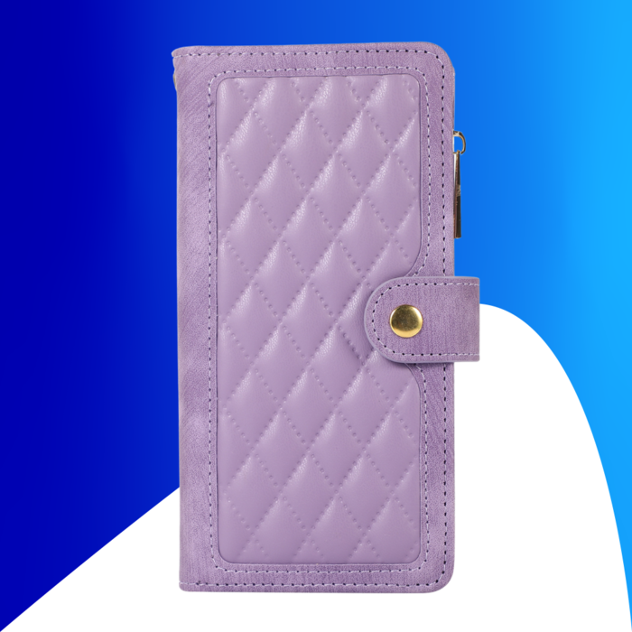 JVS Products iPhone 15 Pro hoesje - Bookcase - Pasjeshouder - Portemonnee - Koord - Kunstleer - Paars