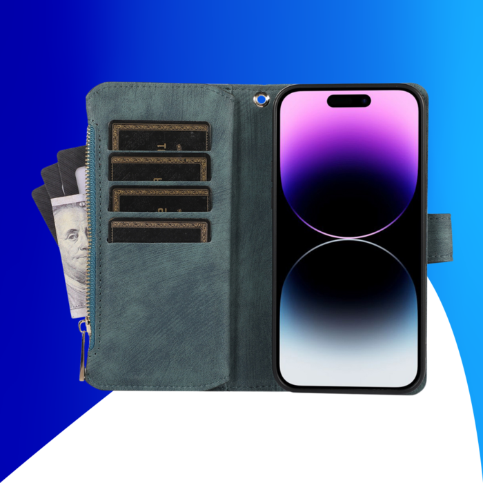 JVS Products iPhone 11 Pro hoesje - Bookcase - Pasjeshouder - Portemonnee - Koord - Kunstleer - Groen