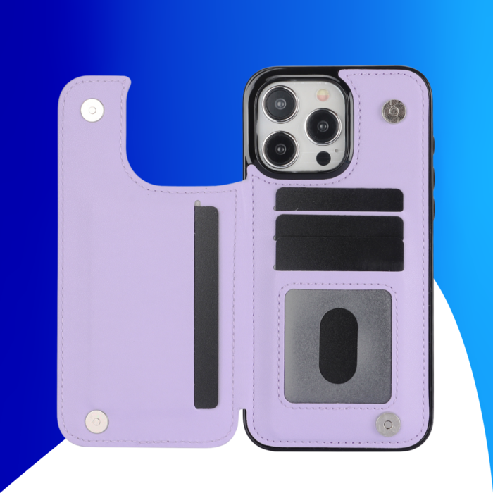 JVS Products iPhone 13 Pro Max hoesje - Backcover - Pasjeshouder - Kunstleer - Paars