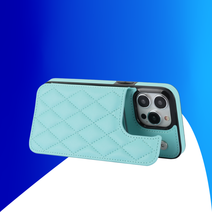 JVS Products iPhone 15 Pro Max hoesje - Backcover - Pasjeshouder - Kunstleer - Turquoise