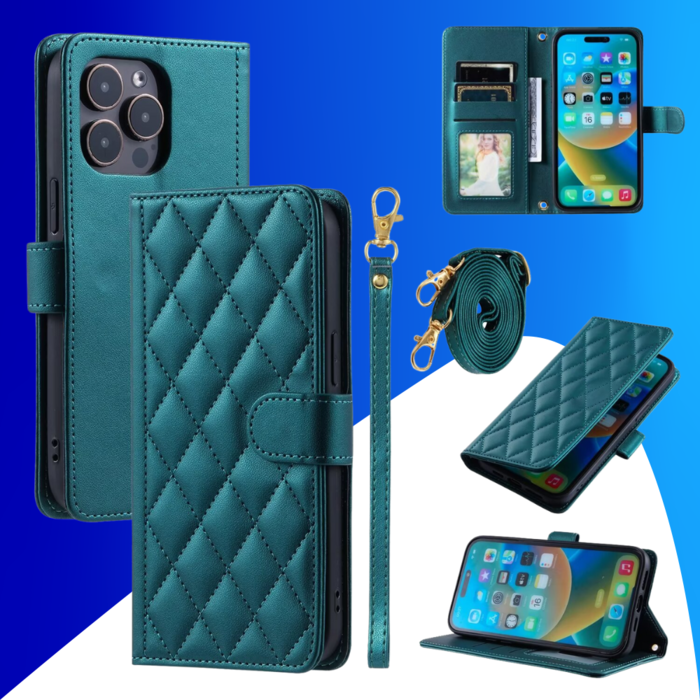 JVS Products iPhone XS hoesje - Bookcase - Pasjeshouder - Koord - Kunstleer - Groen