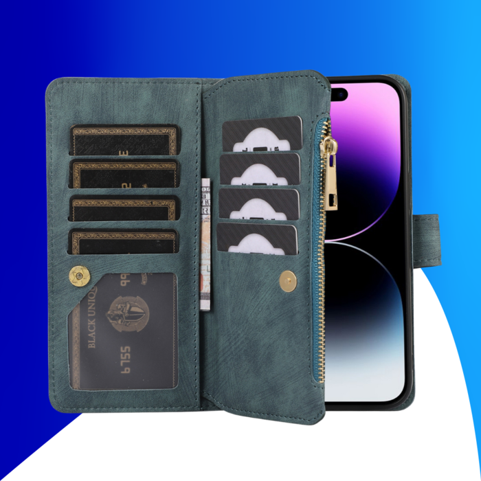 JVS Products iPhone 12 Mini hoesje - Bookcase - Pasjeshouder - Portemonnee - Koord - Kunstleer - Groen