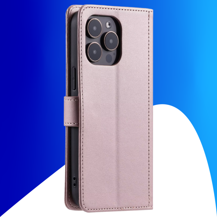 JVS Products iPhone 15 Plus hoesje - Bookcase - Pasjeshouder - Koord - Kunstleer - Rose Goud