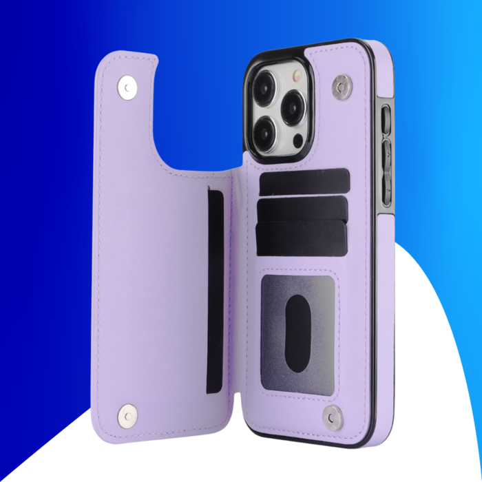 JVS Products iPhone 14 Pro Max hoesje - Backcover - Pasjeshouder - Kunstleer - Paars