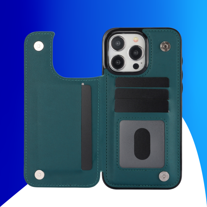 JVS Products iPhone 15 hoesje - Backcover - Pasjeshouder - Kunstleer - Groen