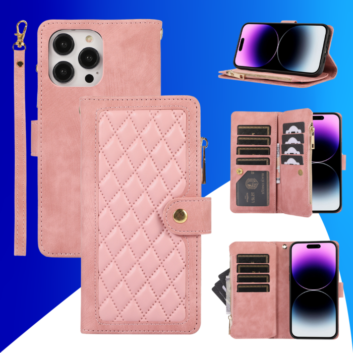 JVS Products iPhone X hoesje - Bookcase - Pasjeshouder - Portemonnee - Koord - Kunstleer - Roze